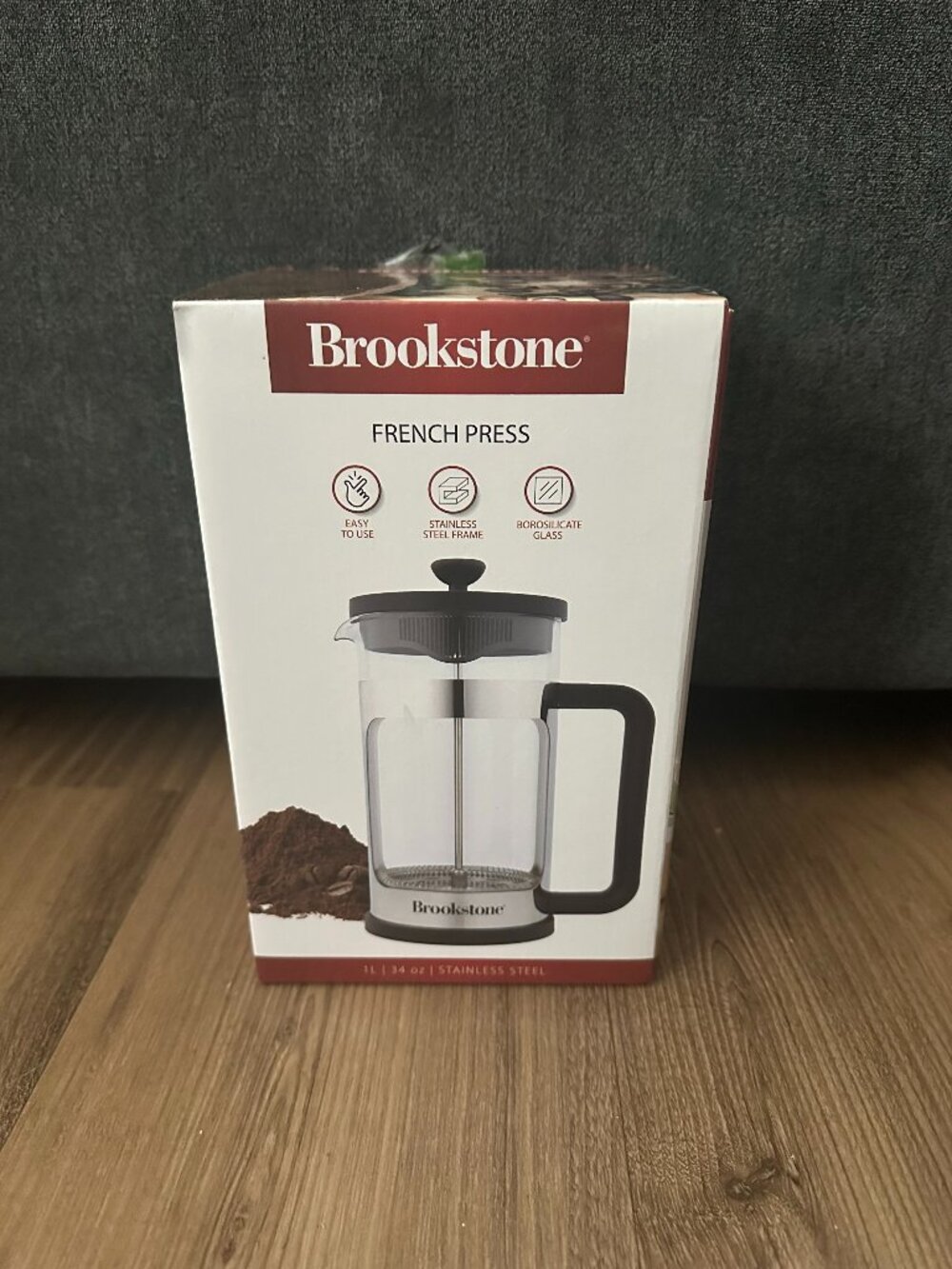 Brookstone French Press - 1L | 34 oz. | Stainless Steel